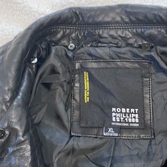 Robert Phillipe Black Vegan Leather Jacket(Size XL) - Picture 9 of 11